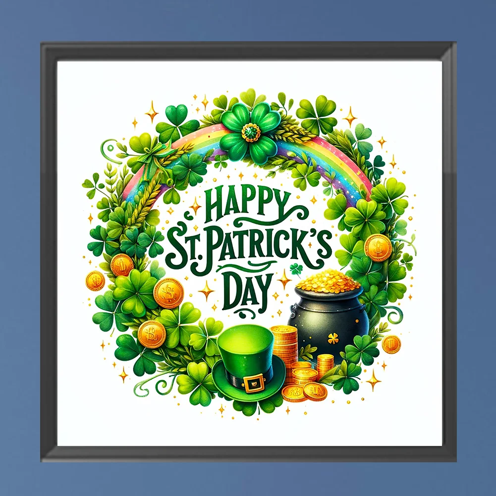 Diamond Painting - Full Square Drill - St. Patrick s Day Wreath(Canvas|45*45cm)
