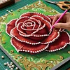 DIY Pearl Painting Red Roses for Home Decor with Frame(25x25cm)