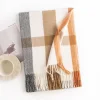 Classic Plaid Autumn Winter Tassel Shawl Scarf