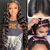 13x6 Full Lace Frontal Wig Deep Wave Wig 34inches Natural Black Hair Pre Plucked Human Hair Wig