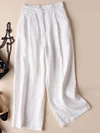 Cotton And Linen Wide-leg Casual Pants by Inlyline