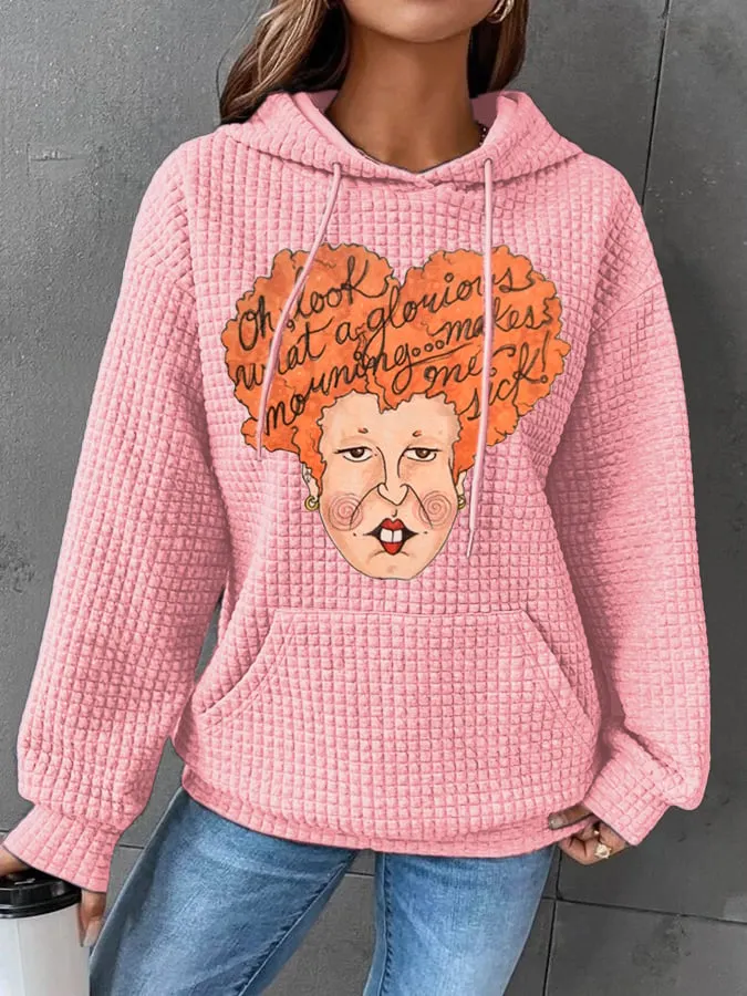 Halloween Witch-Print Checked Textured Sweatshirt