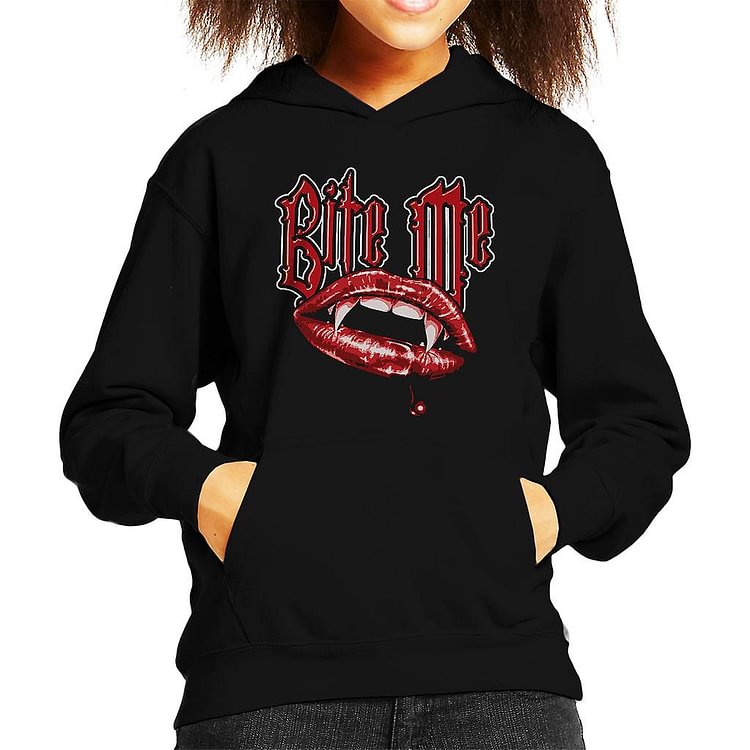Bite Me Vampire Fangs Kid's Hooded Sweatshirt