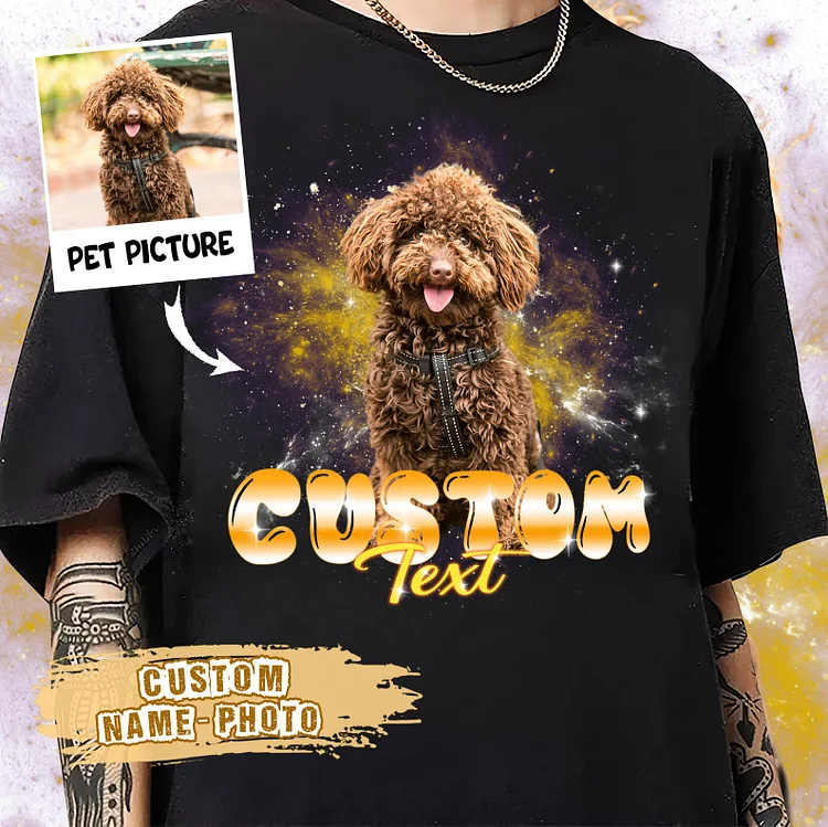 Custom Photo Retro Pet Bootleg Shirt, Custom Photo And Name, Pet Portrait Shirt