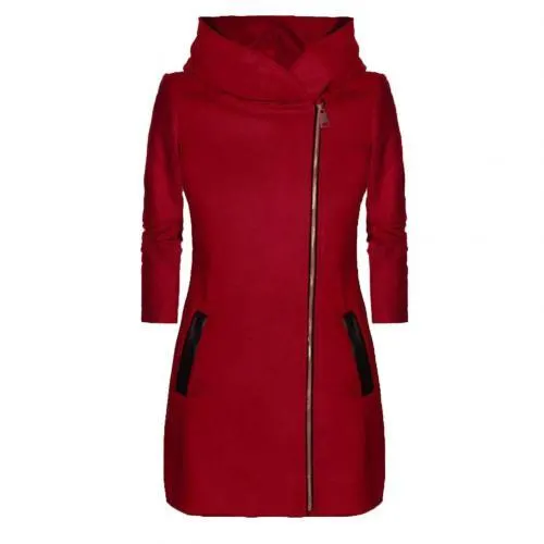 Autumn Winter Plus Size Fashion Women Coat Solid Color Long Sleeve Hooded Jacket Coat Outerwear Long Section Women's Coat gifts