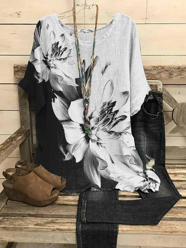 Women's Flower Printed Casual Top