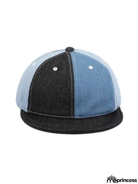 Colorblock Denim Baseball Cap for Women