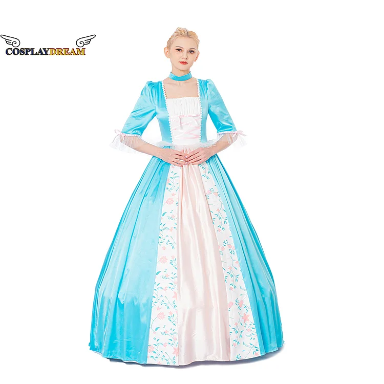 Erika Dress Princess Cosplay Costume Halloween Wedding Party Prom Gown Blue Princess Dress Outfit