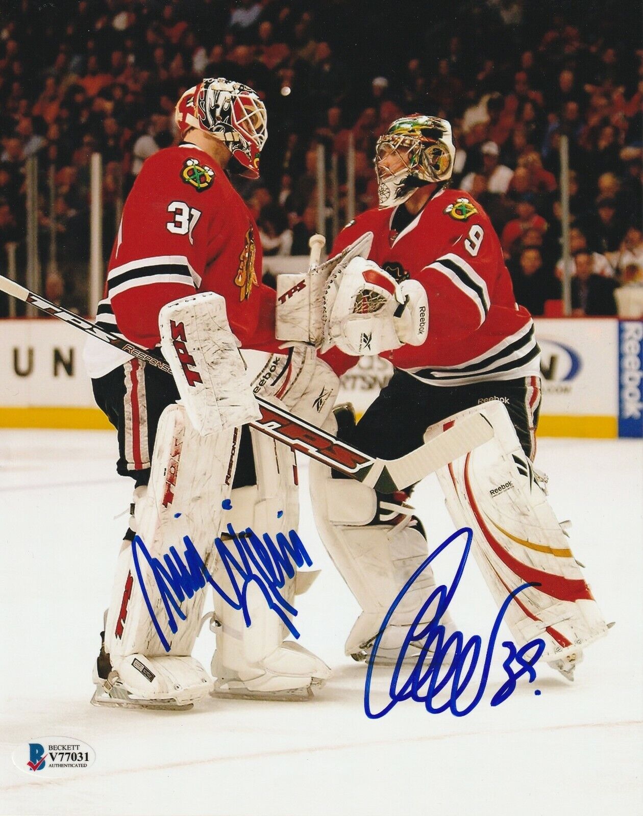 ANTTI NIEMI & CRISTOBAL HUET Signed Chicago BLACKHAWKS 8x10 Photo Poster painting w/ Beckett COA