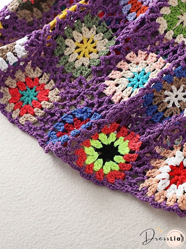 Women's Sweater Vest Jumper Crochet Knit Embroidered Hole Floral Square Neck Stylish Sexy Daily Holiday Summer Spring