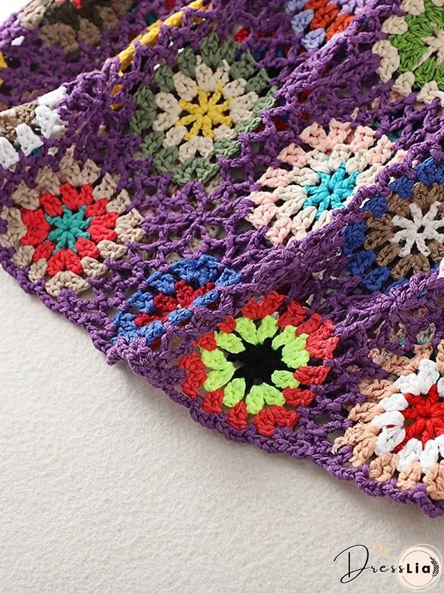 Women's Sweater Vest Jumper Crochet Knit Embroidered Hole Floral Square Neck Stylish Sexy Daily Holiday Summer Spring