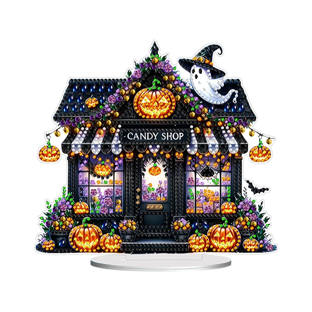 DIY Halloween Haunted Acrylic Diamond Painting Desktop Ornaments Bedroom Table Decor