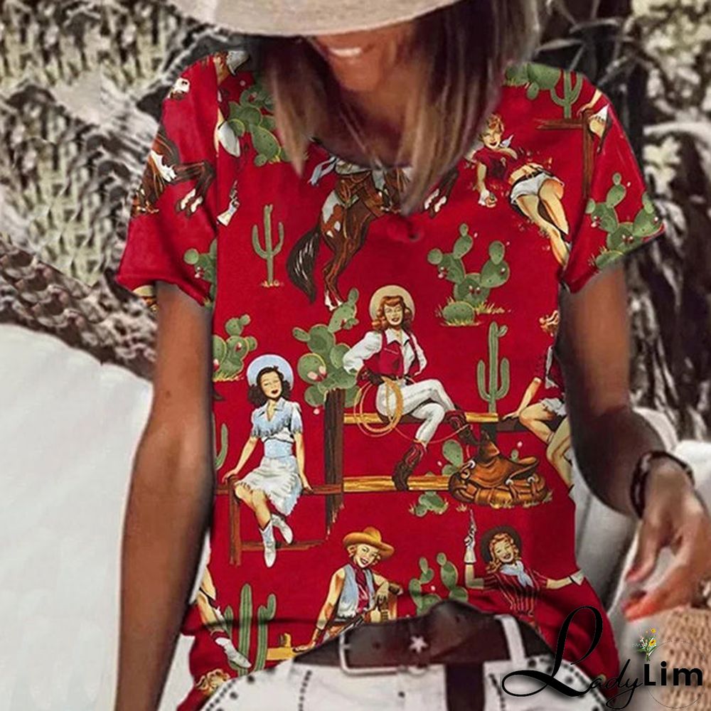 Casual Retro Print T-Shirt