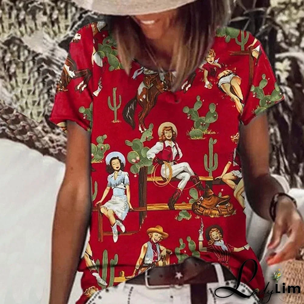 Casual Retro Print T-Shirt