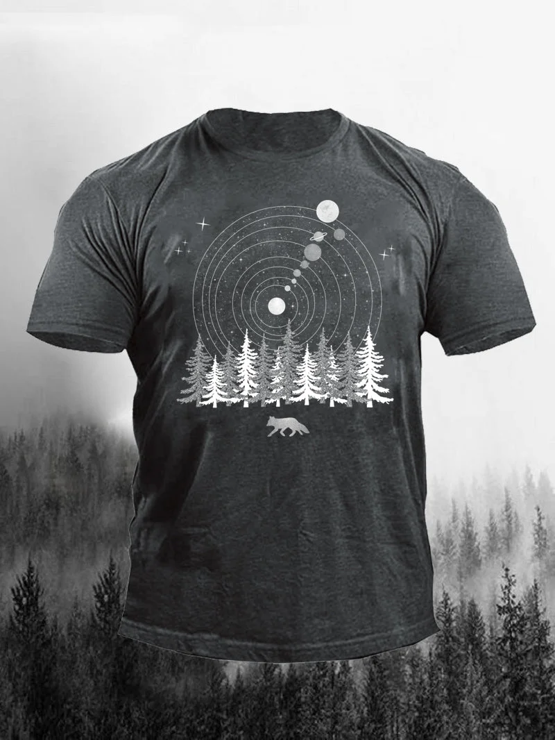 Men's Solar System Forest Fox Short-Sleeved Shirt in  mildstyles