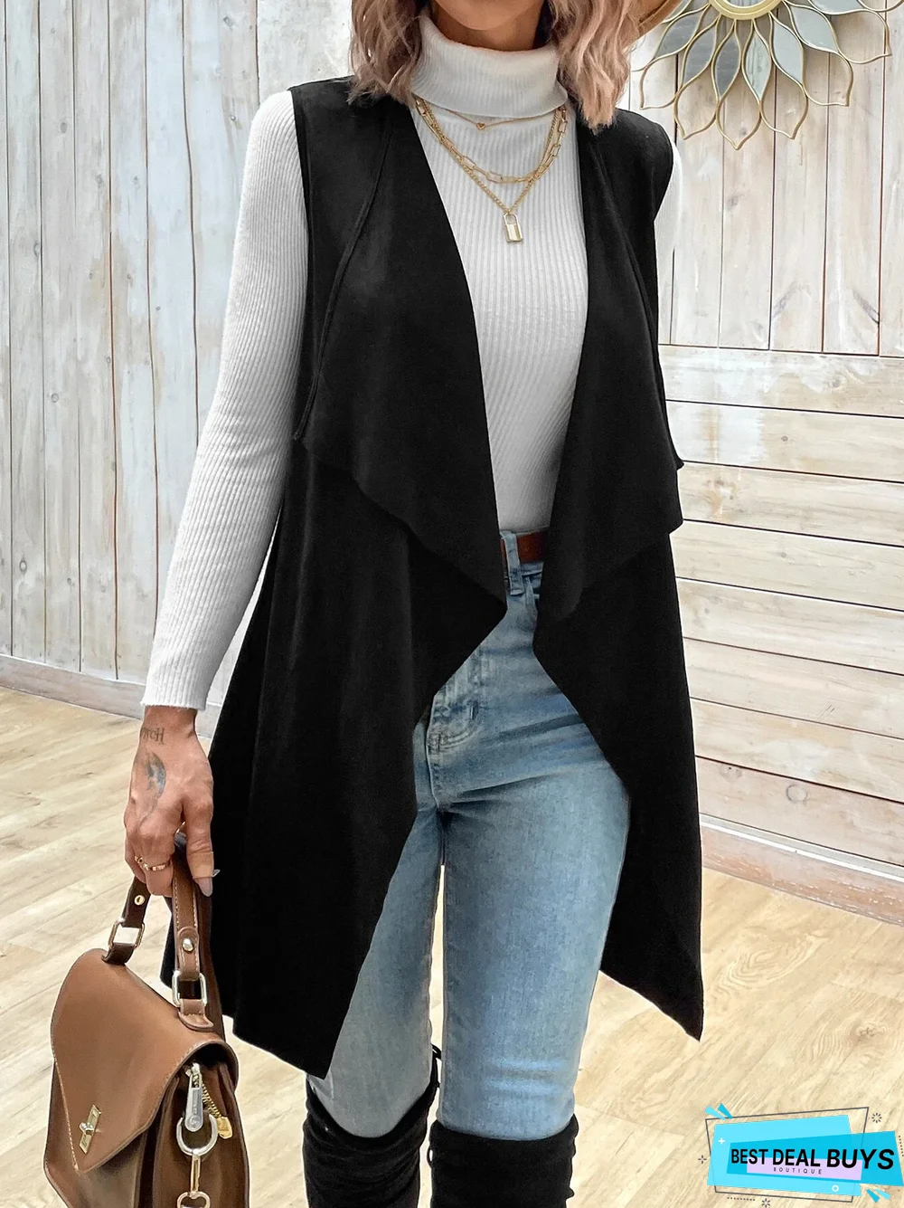 Plain Casual Loose Suede Vest