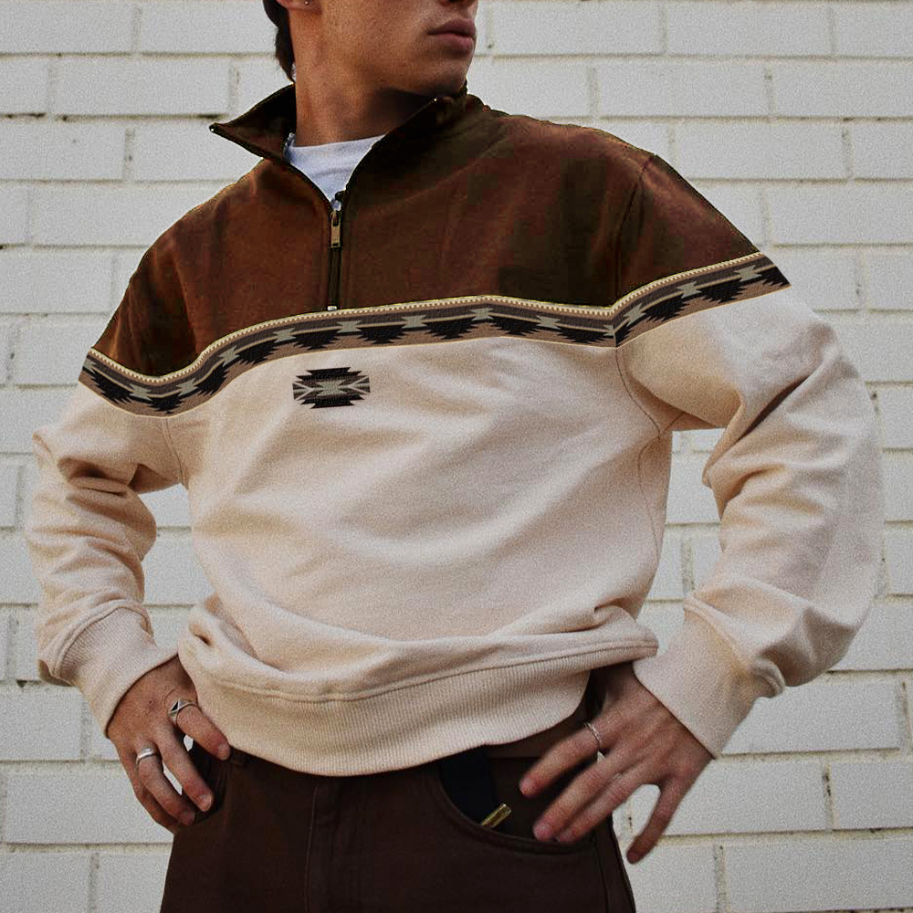 Men's Vintage Print Polo Neck Sweatshirt / TECHWEAR CLUB / Techwear
