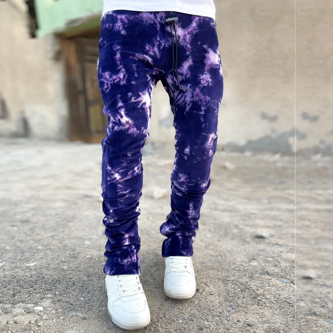 vintage tie-dye casual trousers