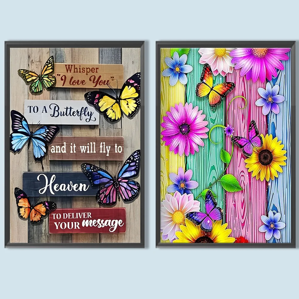 2pcs Diamond Painting - Full Round Drill - Butterfly(Canvas|40*60cm)