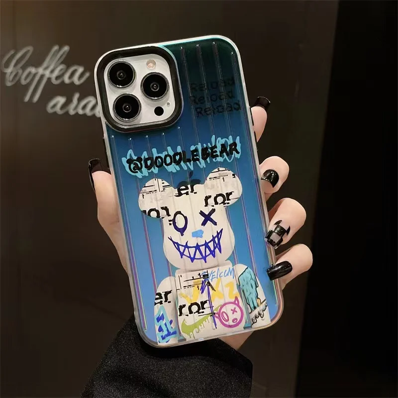 Doodle Bear Laser Gradient Phone Case