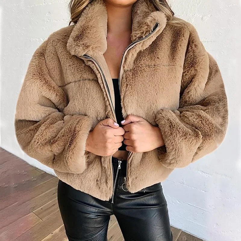 Women Faux Fur Fleece Coat Sherpa Shearling Shaggy Jacket