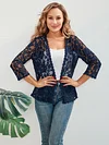 Elegant Floral Lace Cardigan - 3/4 Sleeve, Sheer, Open Front Design - Versatile for Casual or Evening Wear, Women's Fashion Top