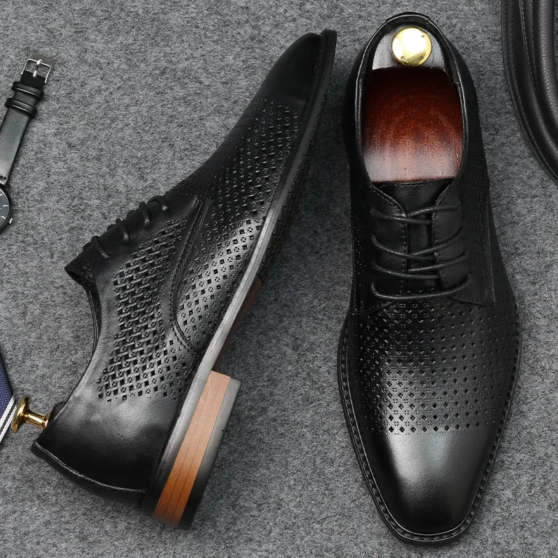 Men's Casual Shoes Handmade Men Business Men's Oxford Shoes genuine leather Men Moccasins lace up Fashion Men shoes Footwear