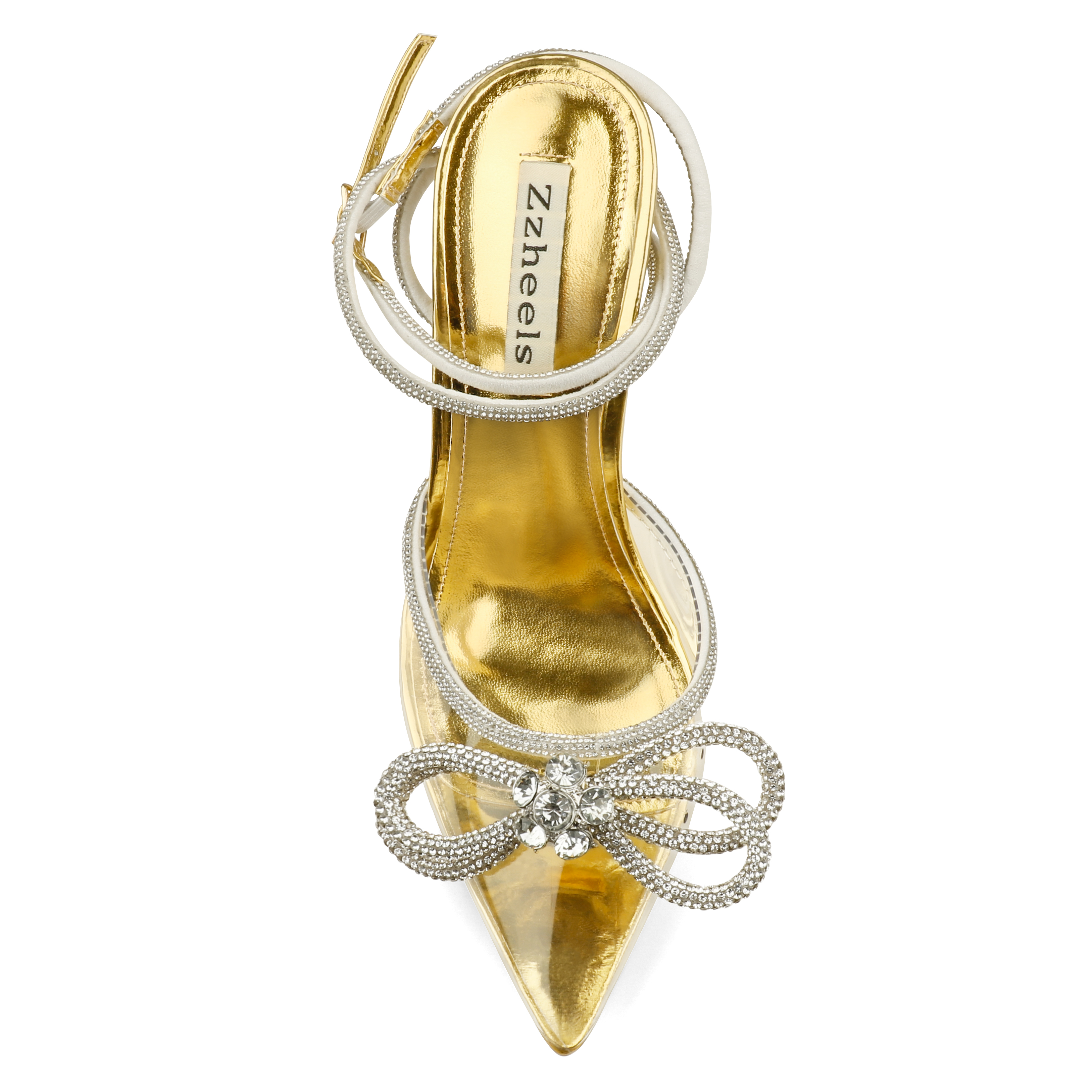 9.5cm/3.74 Double Bow crystal-embellished silk-satin point-toe pumps Pointed Toe With Glitter Strappy Sandals