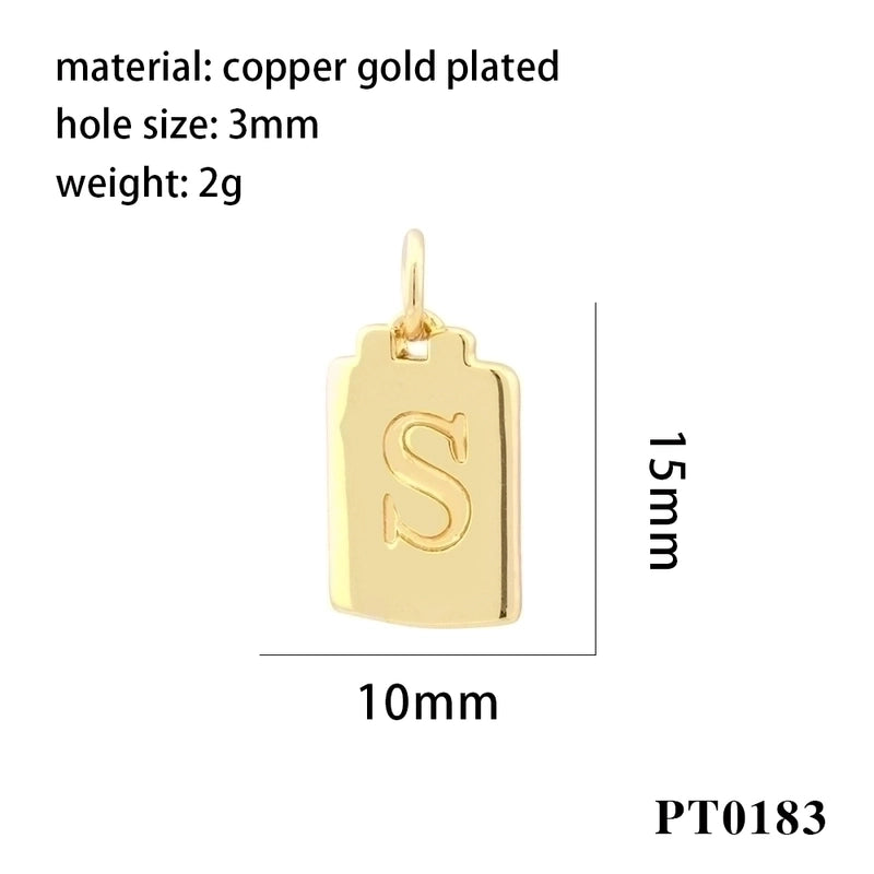 Minimalist Letter Copper Plating 18k Gold Plated Charms