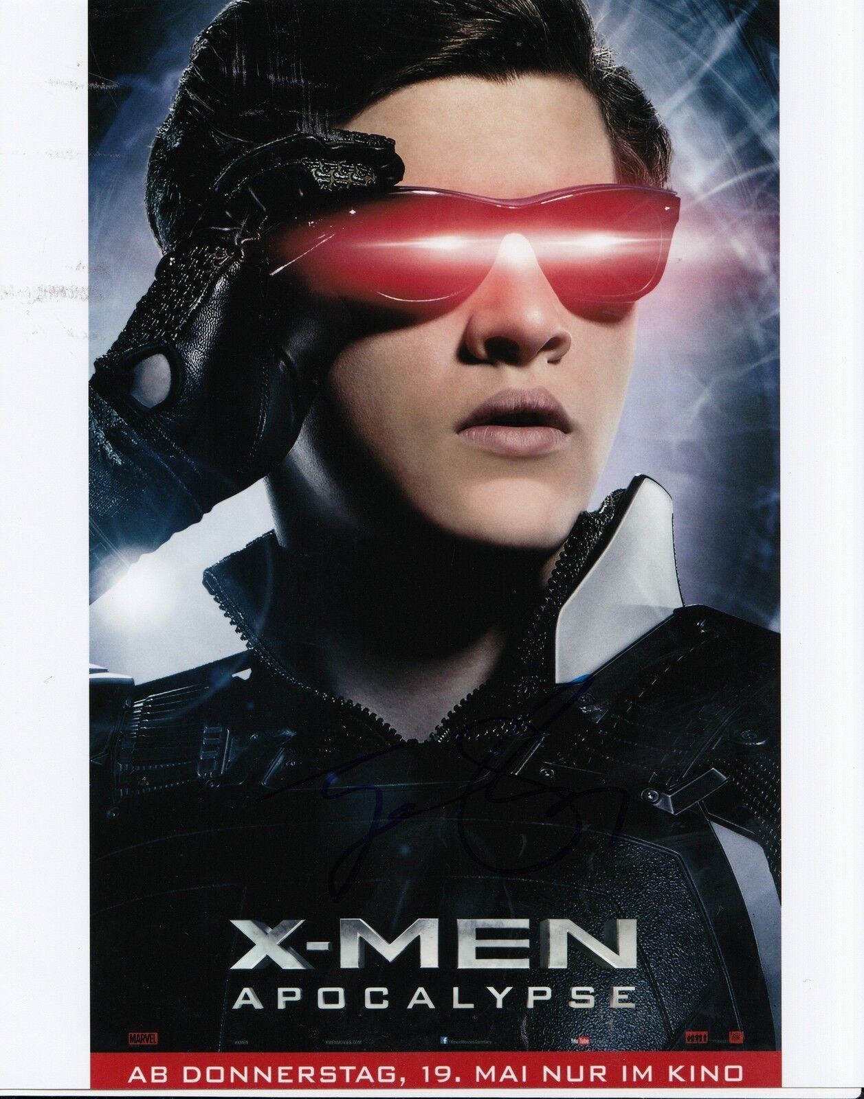 TYE SHERIDAN signed *X-Men: Apocalypse* MOVIE 8X10 *PROOF* W/COA CYCLOPS #3