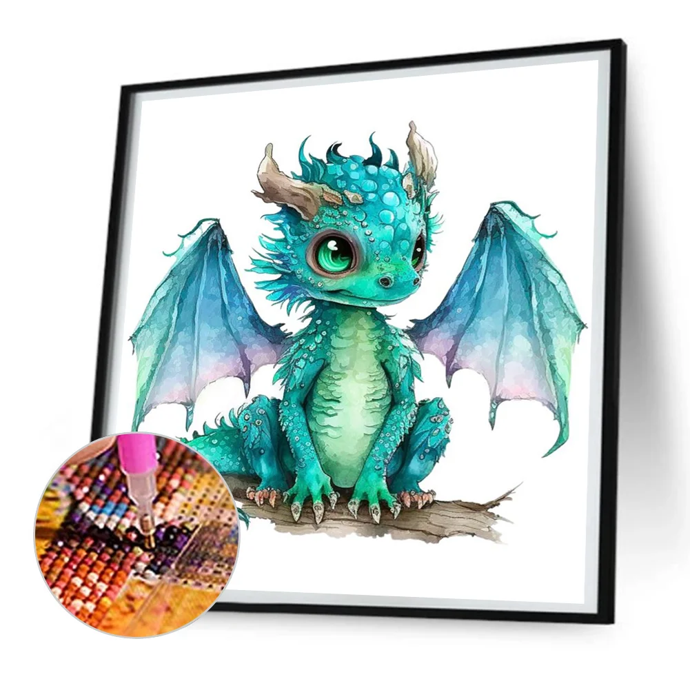 Full Round Diamond Painting 30*30cm - Little Dragon