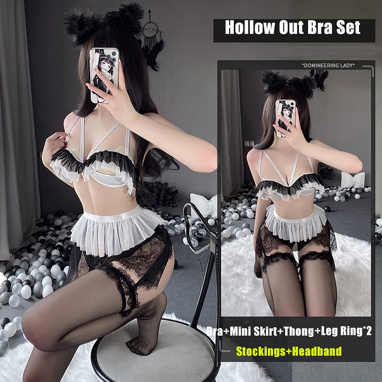 Lolita Lace Open Chest Ruffle Underwear Lingerie Set SP18557