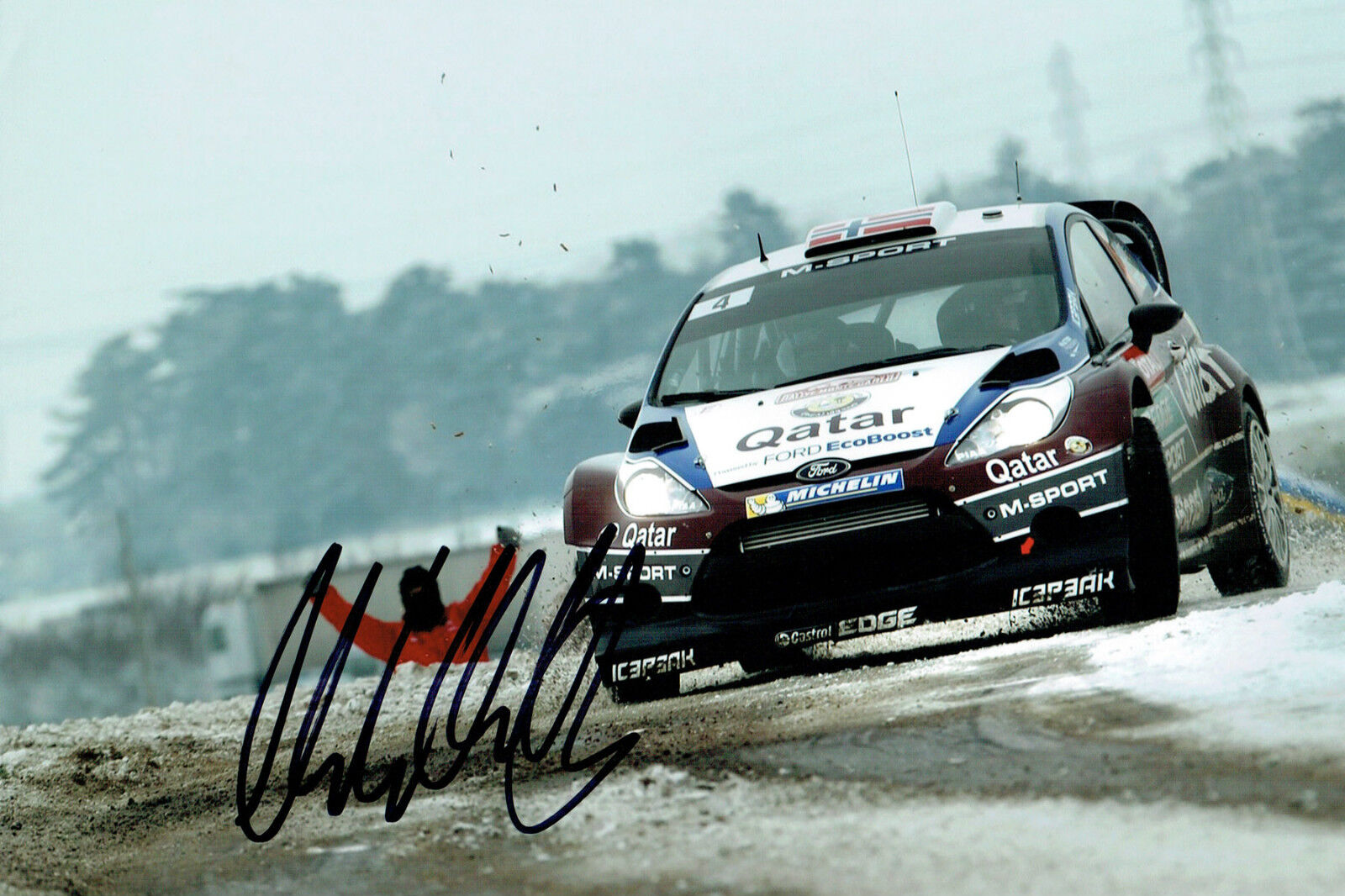 Mads OSTBERG WRC Rally DRIVER SIGNED AUTOGRAPH 12x8 Ford Photo Poster painting AFTAL COA