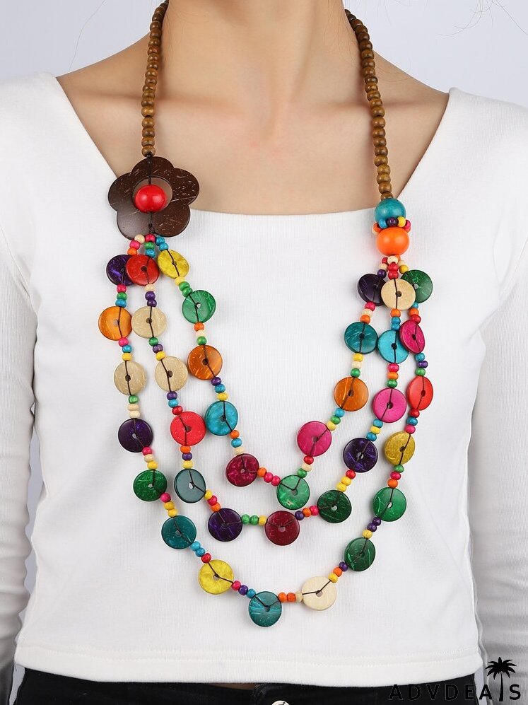 Flower Decor Layered Necklace