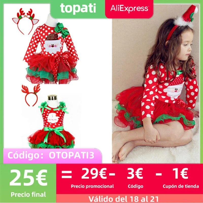 Polka Dot Baby Girl Christmas Santa Dress Cartoon Snowman Print Tutu Red Long Sleeves Toddler Xmas Party Dress New Year Costume