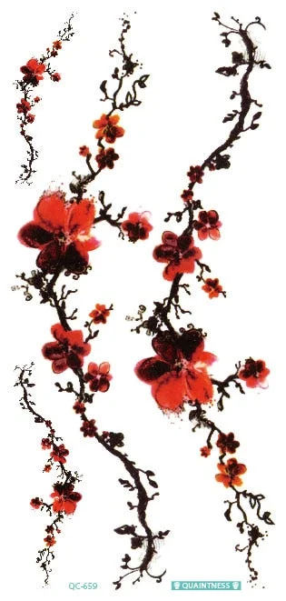 Free shipping colorful flower tree tattoo design temporary tribal sexy body tattoo sticker shoulder arm leg waterproof tattoo.