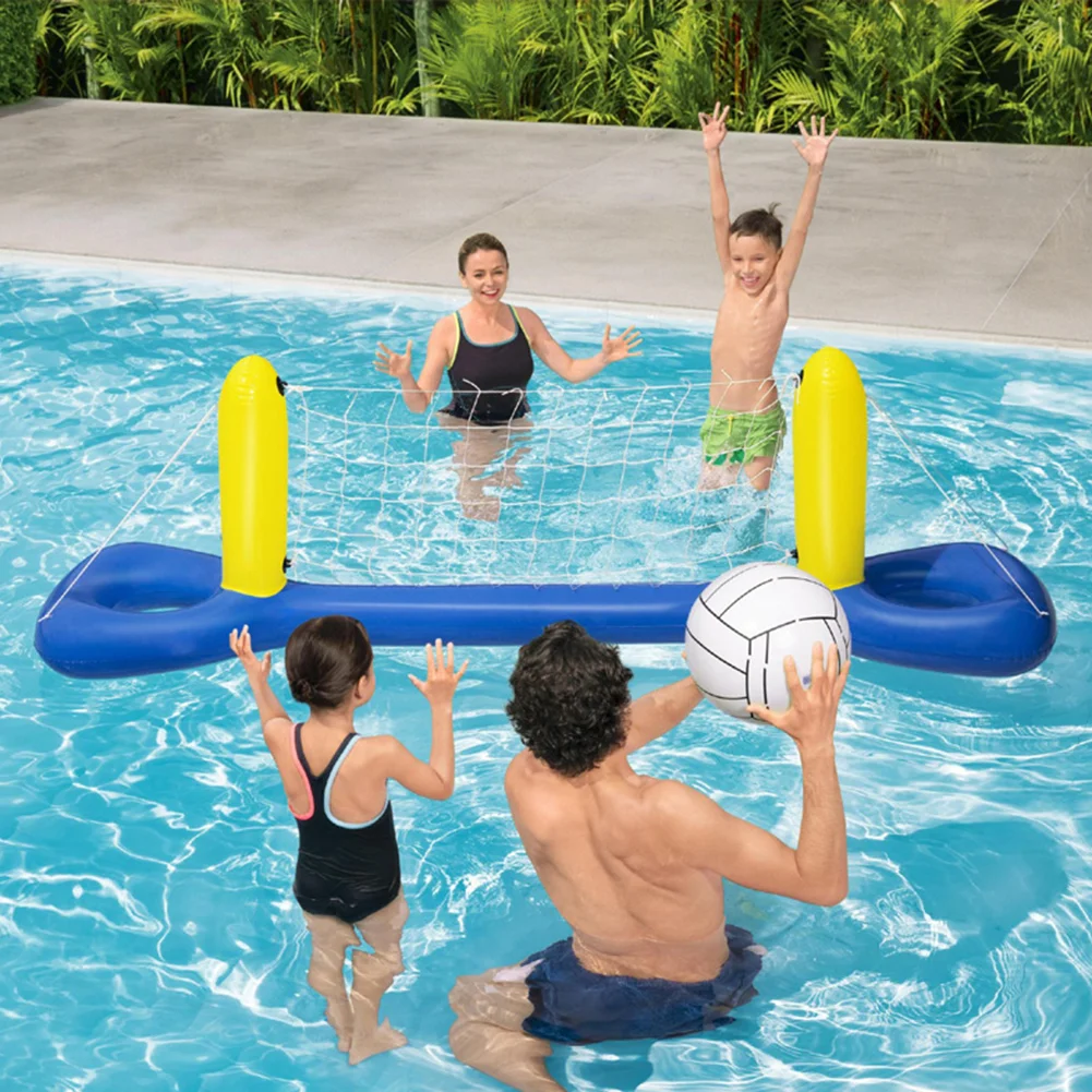 Summer Swimming Pool Inflatable Floating Ball Sports Basketball Hoop Sets For Kids Family Water Toys Game Play