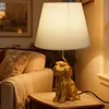 Dog Lamp with White Linen Shade Cute Room Decor White Dog Table Lamp 17.7inch for Living Room Unique Aesthetic Home Room Decor