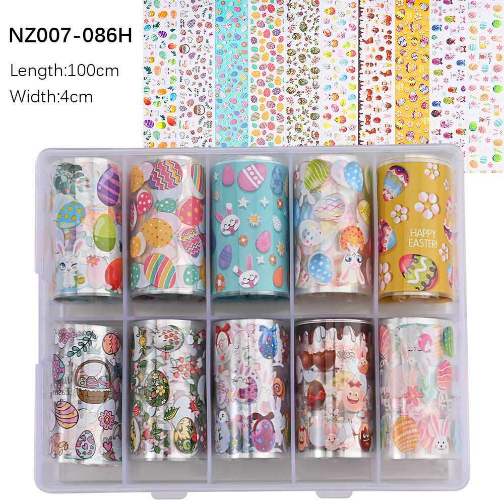 Kissbake 10pcs 4x100cm Nail Transfer Foil Paper Sticker Set Luxury Foil Nails Logo Transfer Nail Stickers Designer Fashion Nail Art Decal