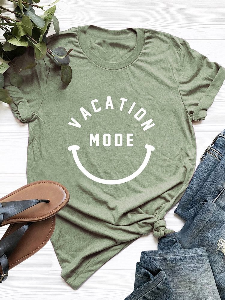 Bestdealfriday Vacation Mode Smiley Graphic Tee