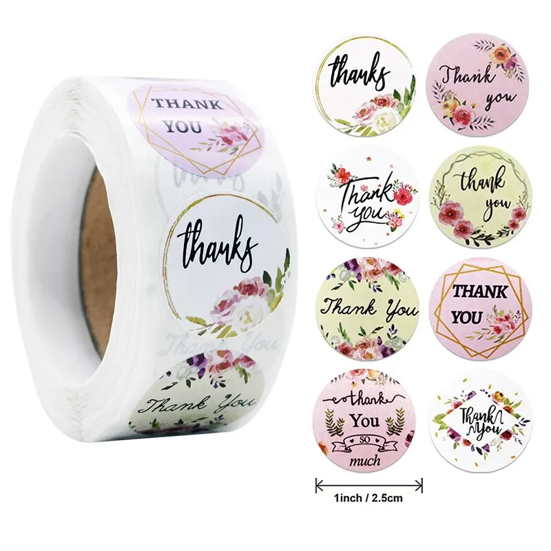 500pcs 1inch Thank You Stickers Round Seal Label Stationery Stickers Wedding Birthday Party Decoration Handmade Christmas Gifts