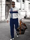 Men's fashion casual geometric print long sleeve two-piece set