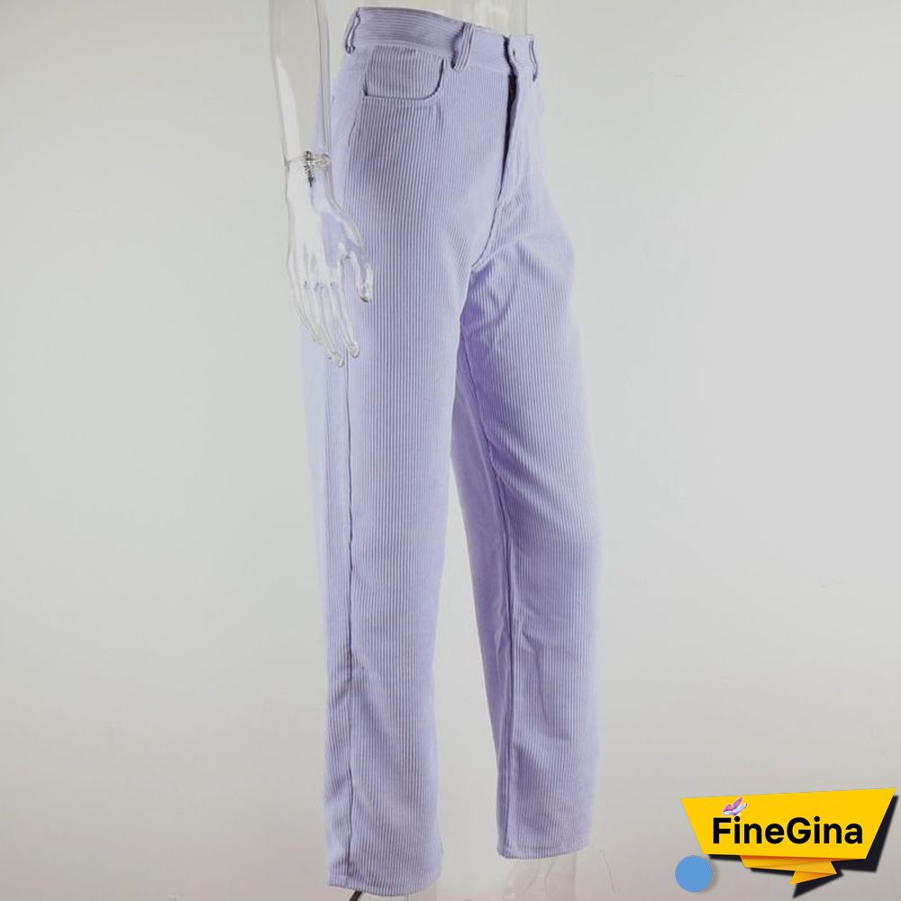 Slim Fit Cord Pants Straight Leg Corduroy Trousers