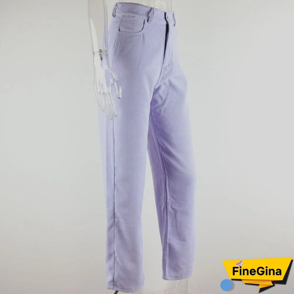 Slim Fit Cord Pants Straight Leg Corduroy Trousers