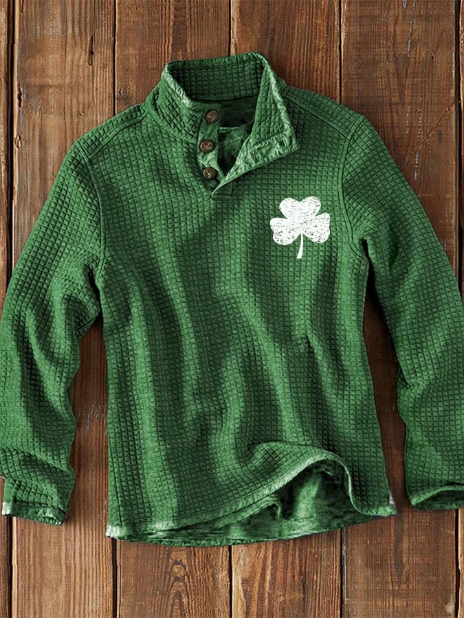 Men's St. Patrick's Day Printed Button Sweatshirt
