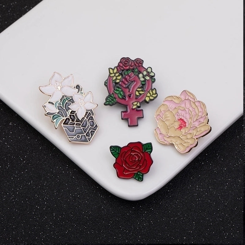 Fashion Pin Rose Alloy Enamel Unisex Brooches