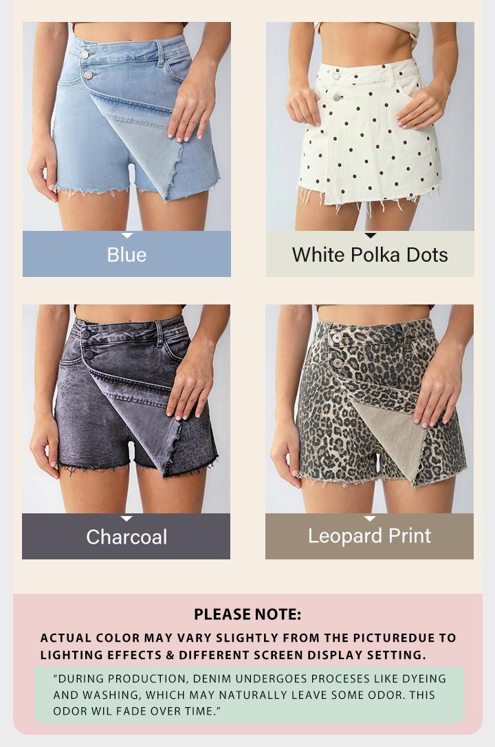KatchMe Women's Casual Layered High Waist Raw Hemline Durable Denim Skorts, Street Style Jeans, Lightweight Wrinkle-Resistant Bottom, Figure Flattering Stretchy Womenswear, Summer Shorts