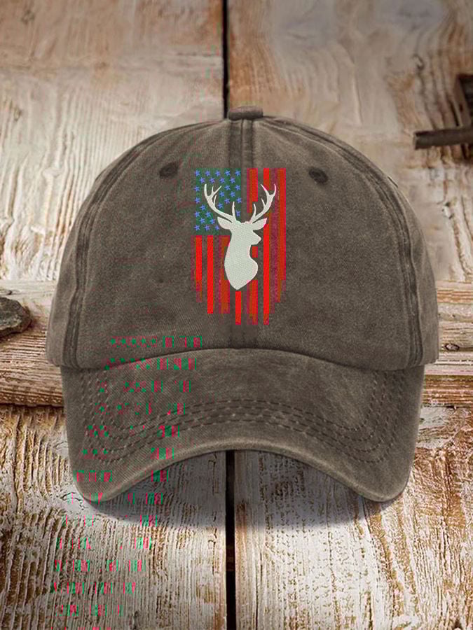 Unisex Vintage Western Elk Flag  Print Hat