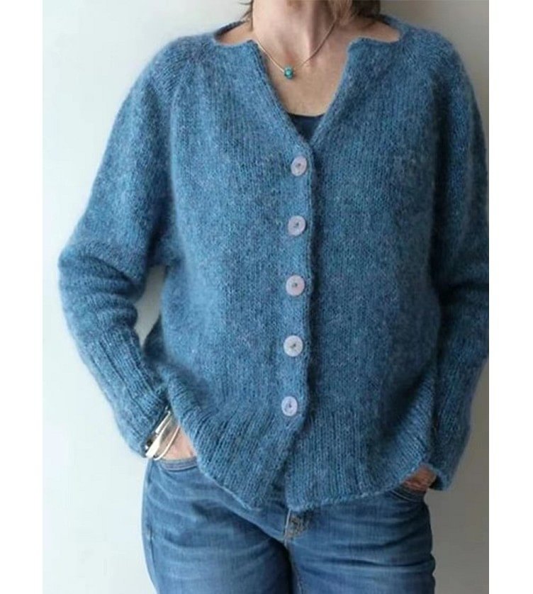 Casual Single Breasted V-Neck Sweater