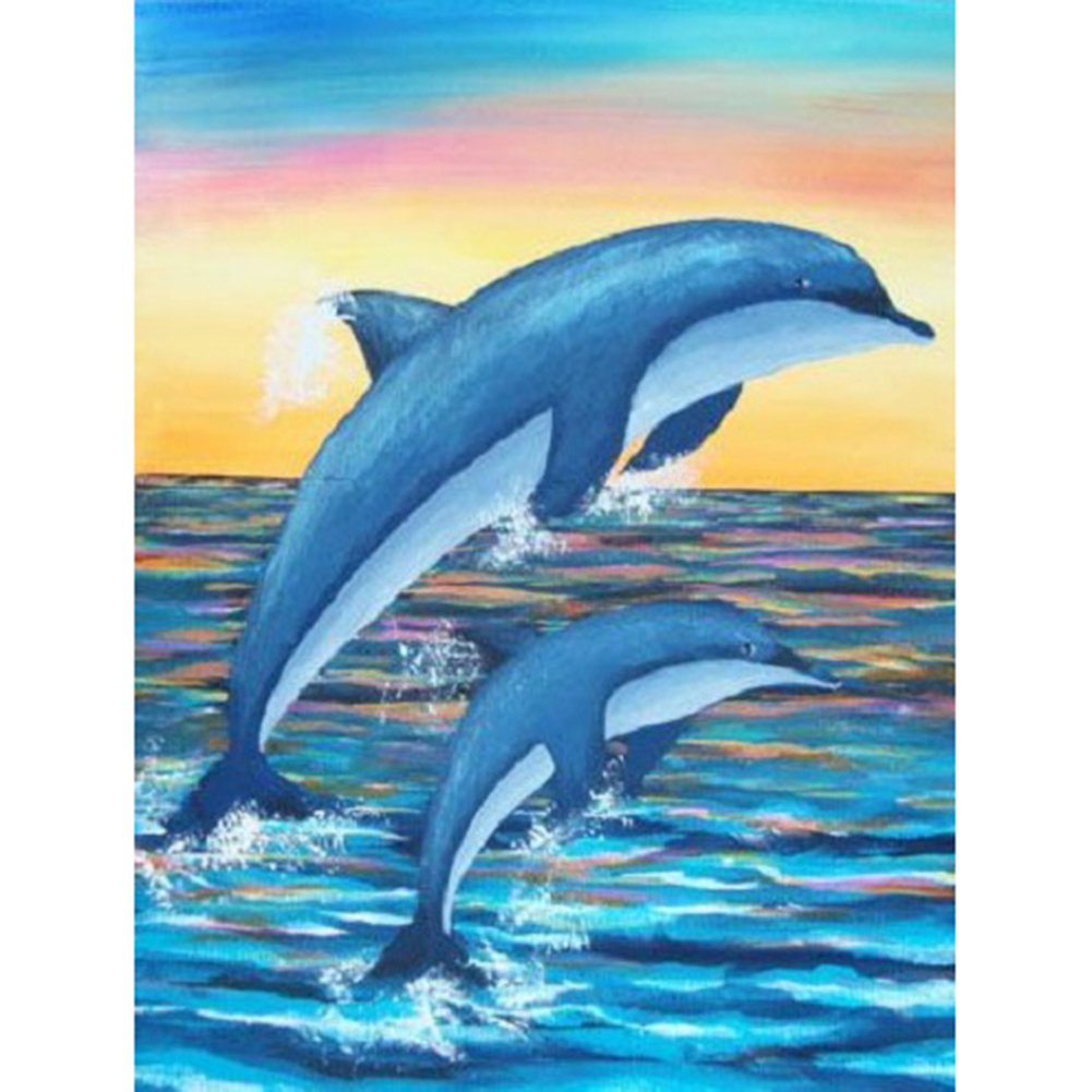 

30*40CM - Round Drill Diamond Painting - Dolphin, 501 Original